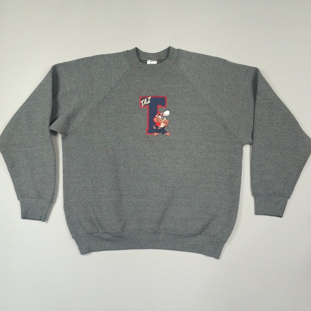 Vintage Taz Sweatshirt Adult XL Gray Pullover Crew Neck 90s Looney Tunes Hip Hop